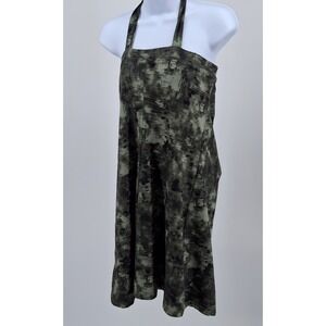 Marika Dress Women Large Green Deep Forest Camo Halter Built-in Bra MK005029